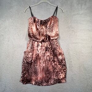 Y2K City Triangle Dress Small Pink Brown Animal Print Sleeveless Mini‎ Party